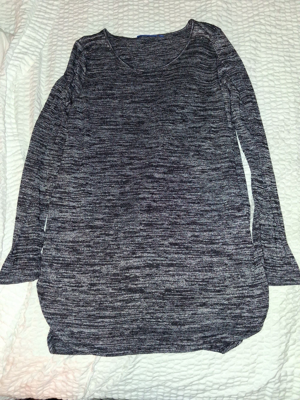 Apt. 9 Marled Long Sleeve Tunic - Black & Gray